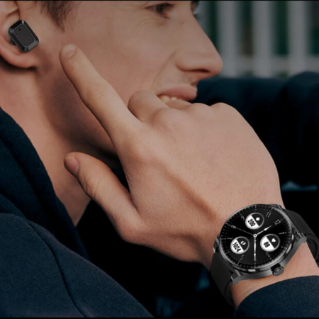 Fashion S9 Men’s Smart Watch – 2-in-1 TWS Earbuds, Bluetooth, Voice Call, Heart Rate Monitor