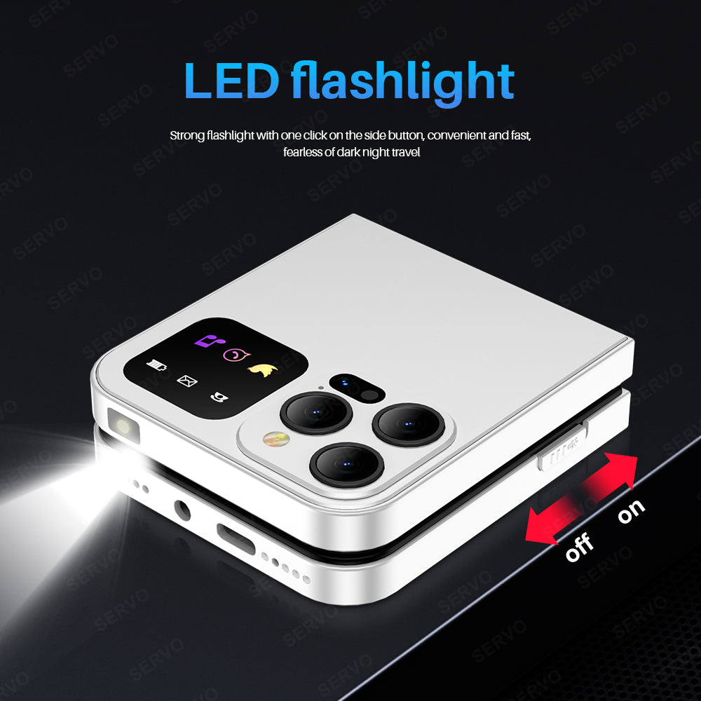 SERVO A50 Pro Flip Phone – Dual SIM GSM with Electric Torch, Foldable Mobile Phone