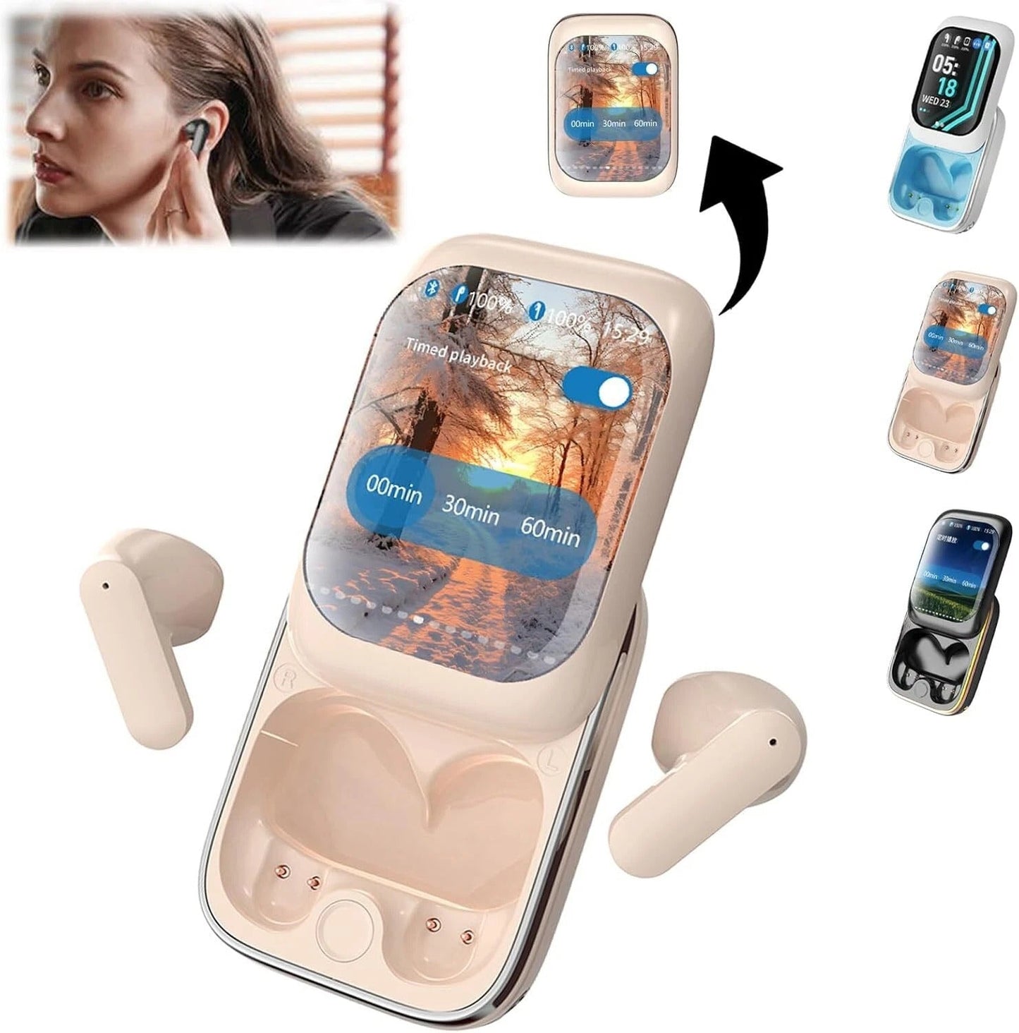 Bluetooth Earbuds – Touch Screen Slider Smart Display