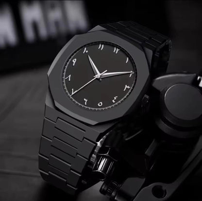 Arabic Style Quartz Men's Black Watch